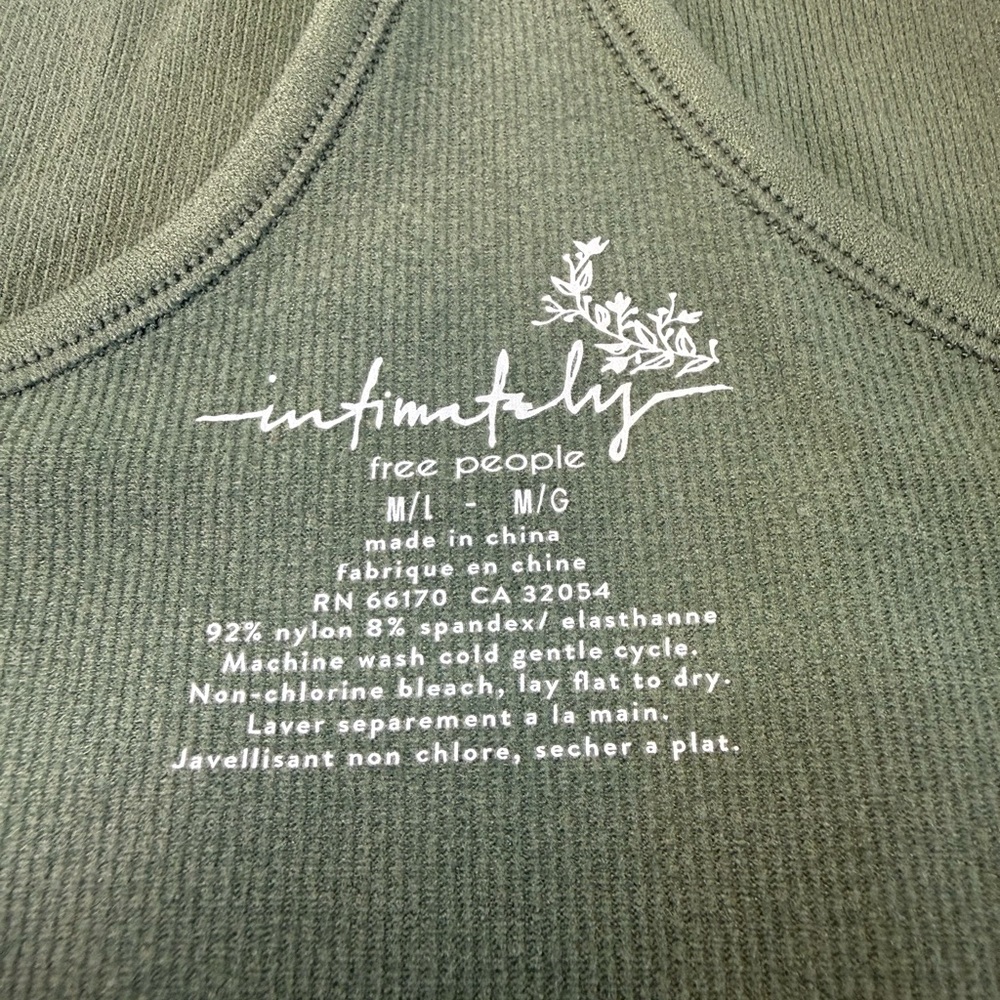 Intimately by Free People Army Green Ribbed Tank Top - Picture 5 of 5